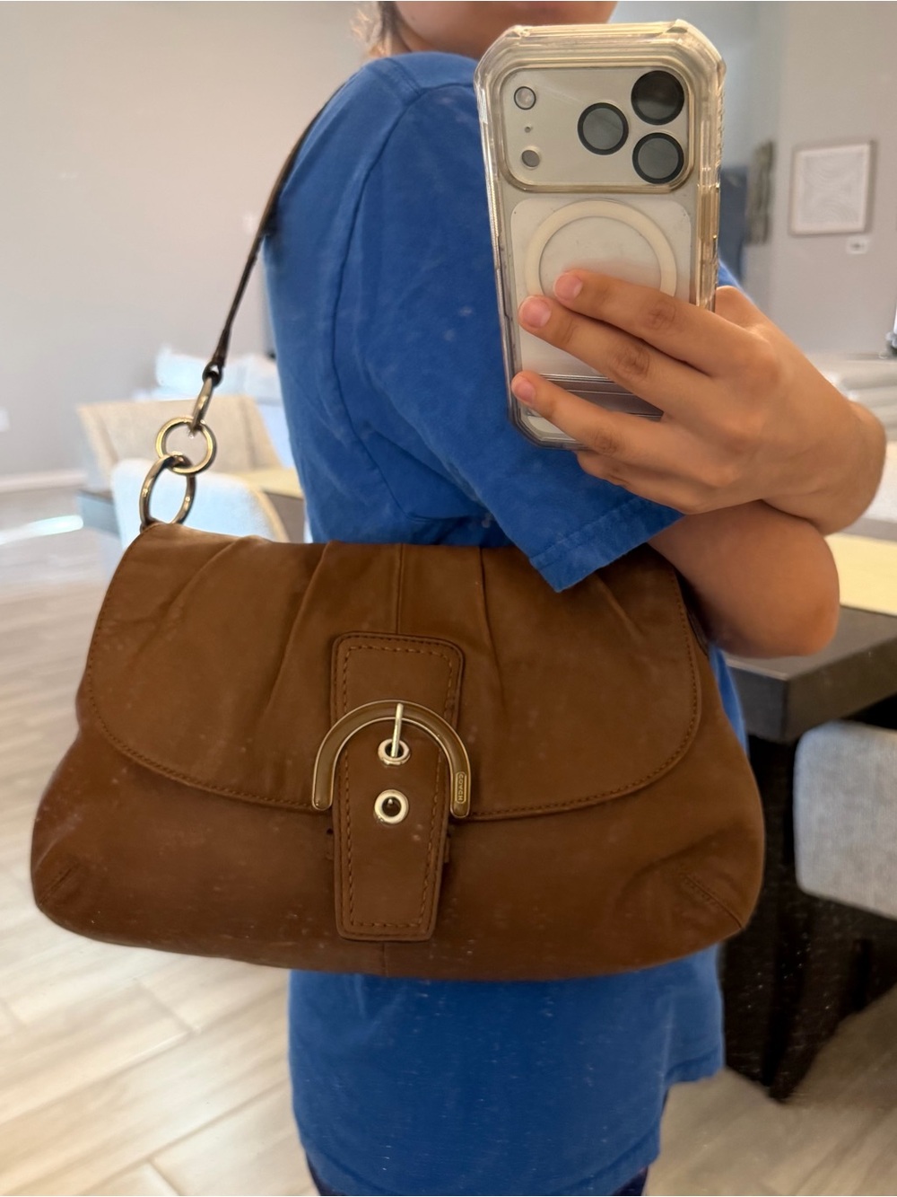 Vintage coach brown soho pleated shoulder bag w silver hardware - Picture 16 of 16